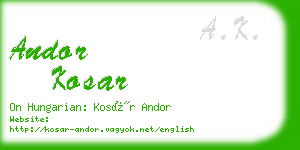 andor kosar business card